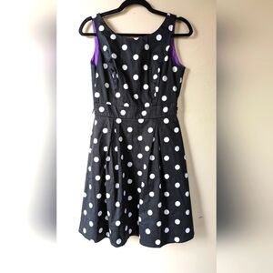 WHITE HOUSE BLACK MARKET Polka Dot Pleated Swing Dress, Size 4